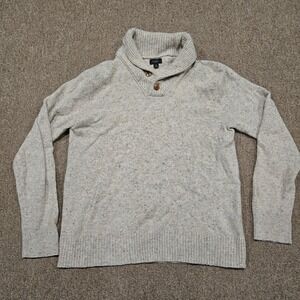 J.Crew Sweater Mens Medium Beige Merino‎ Wool Donegal Shawl Neck Pullover Knit